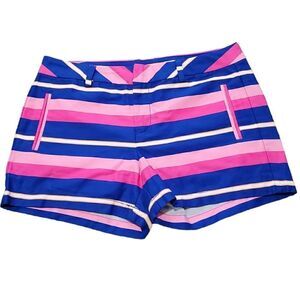 Stylus Pink and Blue Multicolored Stripe Shorts Sz6